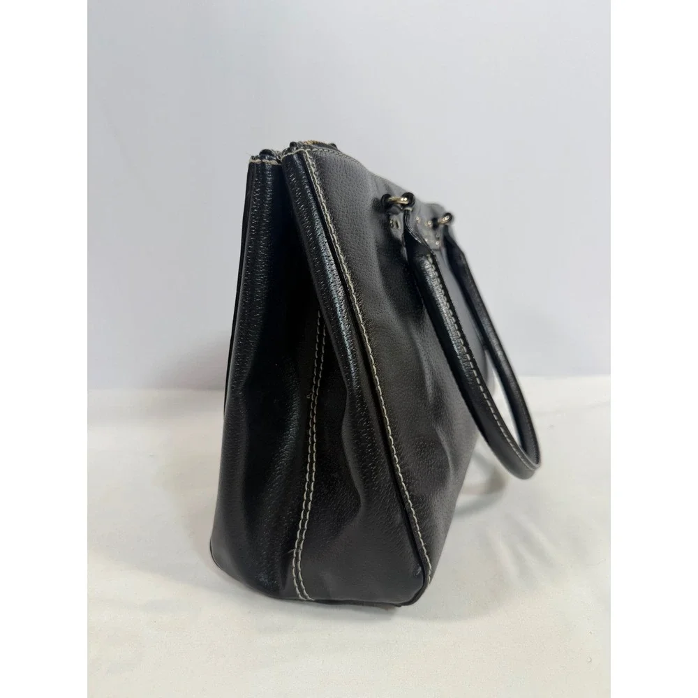 Kate Spade Black Pebbled Leather Wellesley Martine Tote Bag Contrast Stitch
